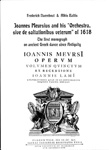 Εξώφυλλο: Joannes Meurcius and his “Orchestra, Sive De Saltationibus Veterum” of 1618